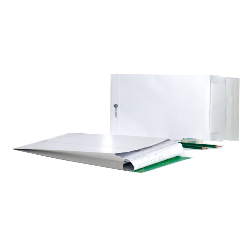 100 Buste bianche a sacco con soffietti SecuritexÂ® B5 17