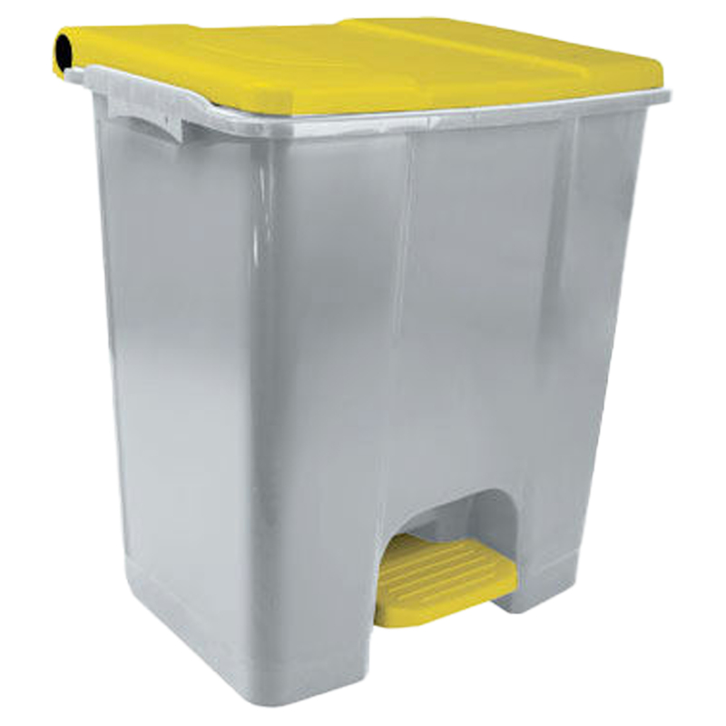 Contenitore mobile a pedale in plastica riciclata Ecoconti 60lt grigio e giallo