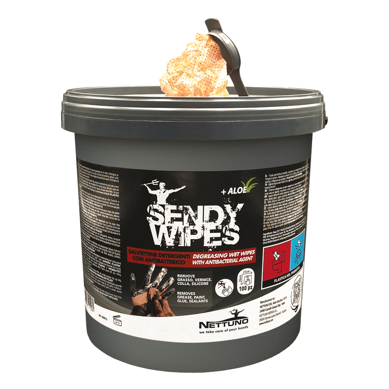 Secchiello da 100 salviette umidificate 26x27cm Sandy Wipes