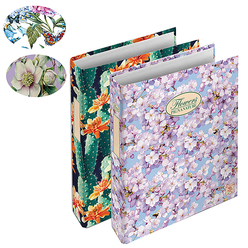 Raccoglitore a 4 anelli Pigna Nature Flowers 18,5x22cm anelli 30mm