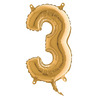 Palloncino in mylar h.36cm numero "3" oro Big Party