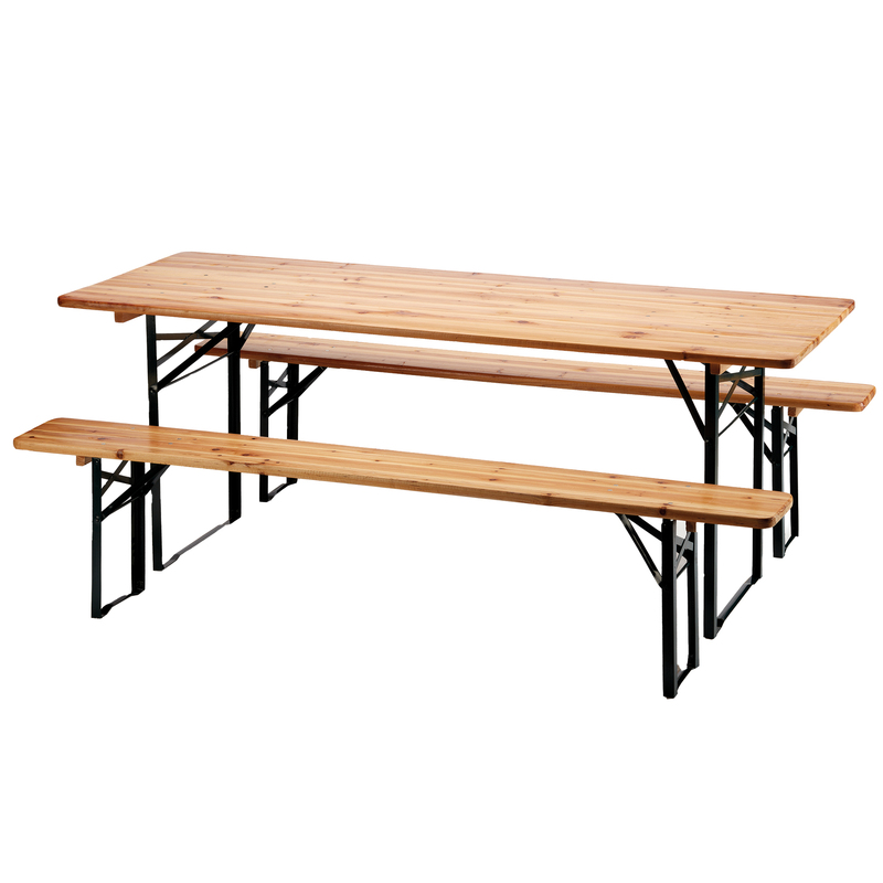 Set birra rettangolare pieghevole legno - set 3 elementi