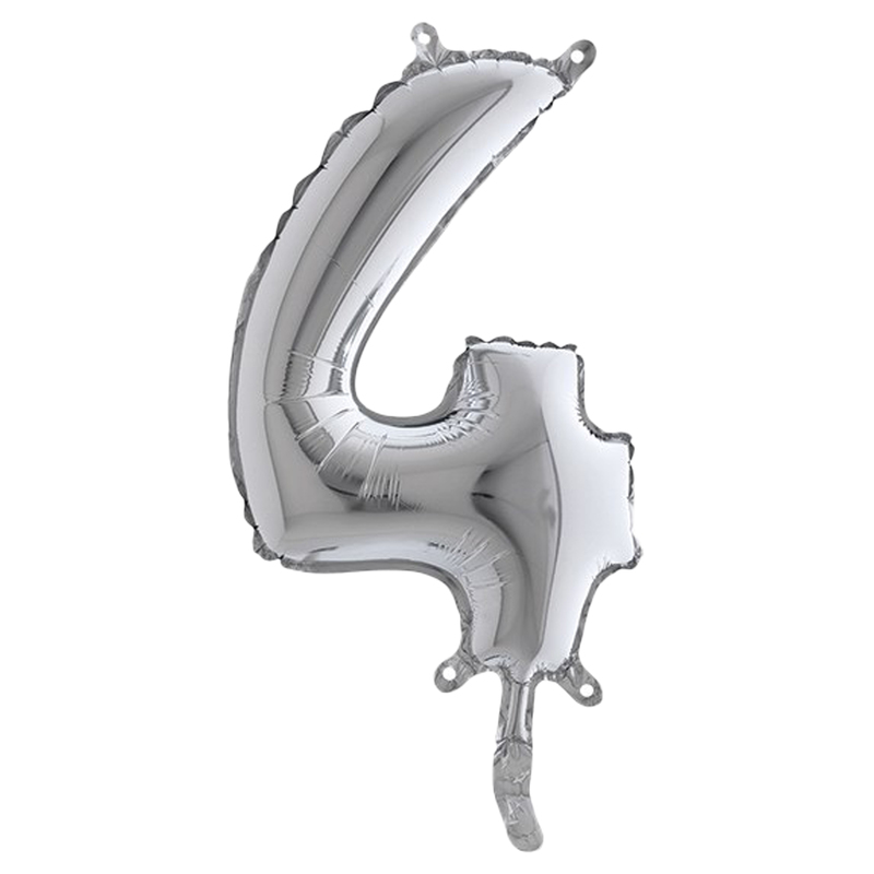 Palloncino in mylar h.36cm numero "4" argento Big Party