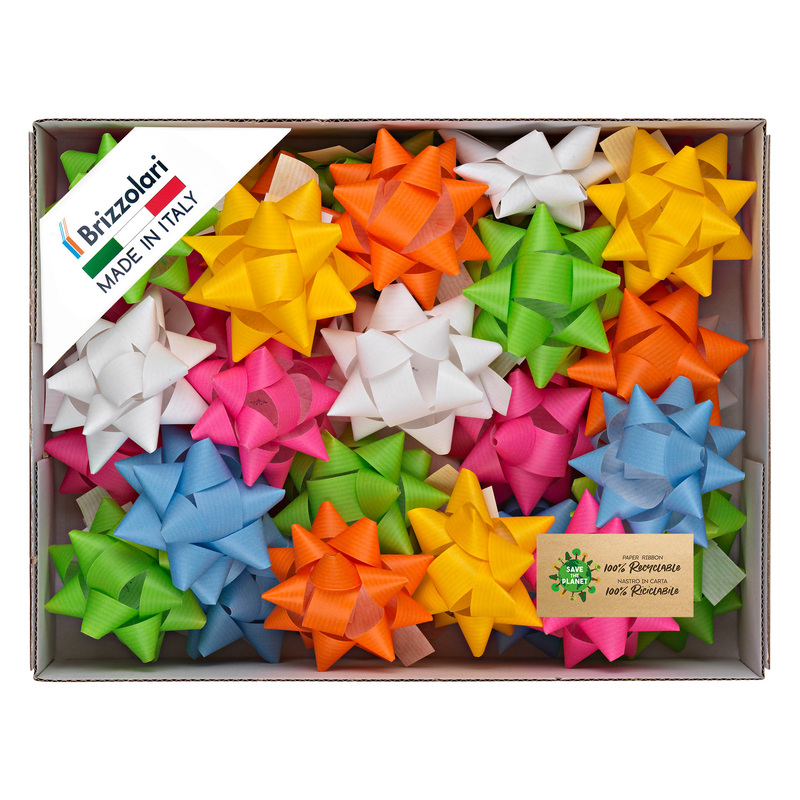 100 stelle nastro similpaper 15mmxD6,5cm colori assortiti primavera Brizzolari