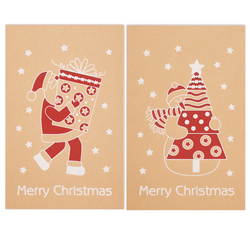 Biglietto Natale doppio 9x14cm cartoncino avana fantasie assortite Sadoch