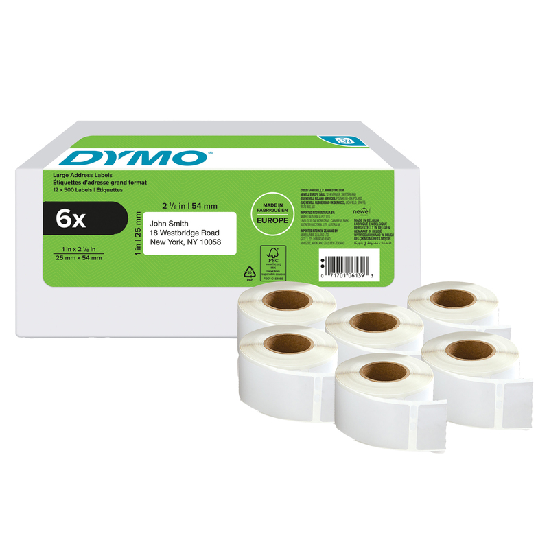 Value Pack 6 rotoli etichette LW per Indirizzi 25 x 54mm bianco Dymo