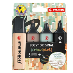 Astuccio 4 evidenziatori Stabilo Boss NatureColors (tE'/sabbia/cenere/nero)