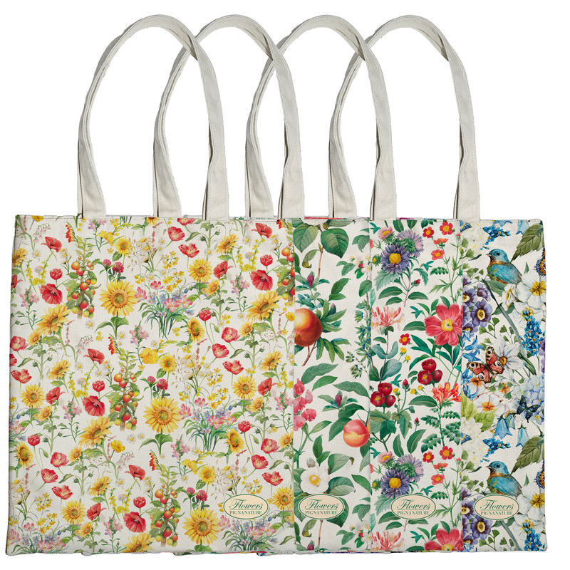Shopper Nature Flowers in eco cotone 42x38,5cm fantasie assortite Pigna