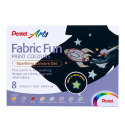 Set 8 colori sparkling per tessuto Fabric Fun Pentel