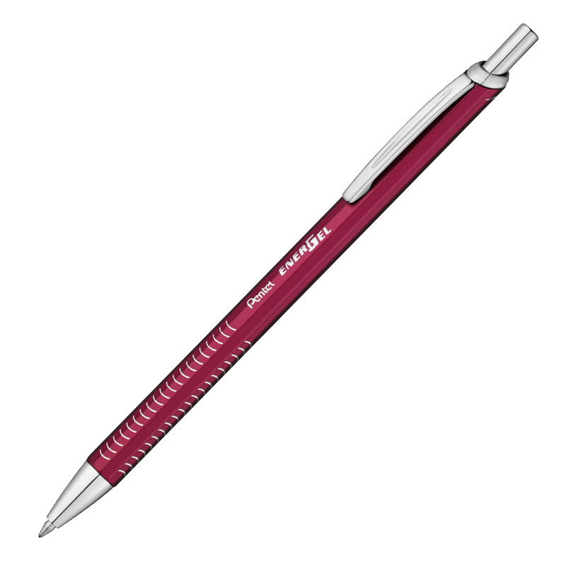 Roller EnerGel Metal Slim punta 0.7mm fusto rosso Pentel