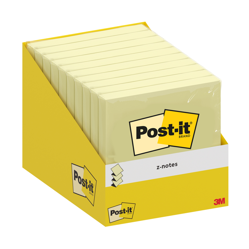Cf.10 blocchetti c/film 100fg Post-itÂ®Z-Notes R330-CY-W10 76x76mm giallo canary
