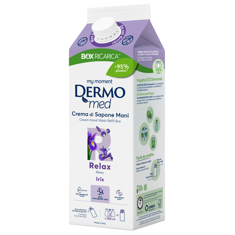 Ricarica crema di sapone mani iris 900ml Dermomed