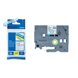 Nastro Brother Laminato pastello da 12 mm scritta nera su fondo blu (4m)