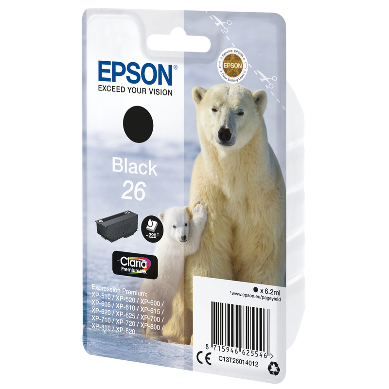CARTUCCIA NERO EPSON CLARIA PREMIUM SERIE 26/ORSO POLARE IN BLISTER RS