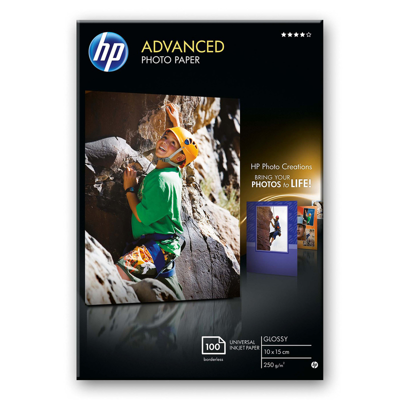 RISMA 25 FG CARTA HP ADVANCED GLOSSY PHOTO PAPER 250 G/MÂ²-10 X 15 CM BORDERLESS