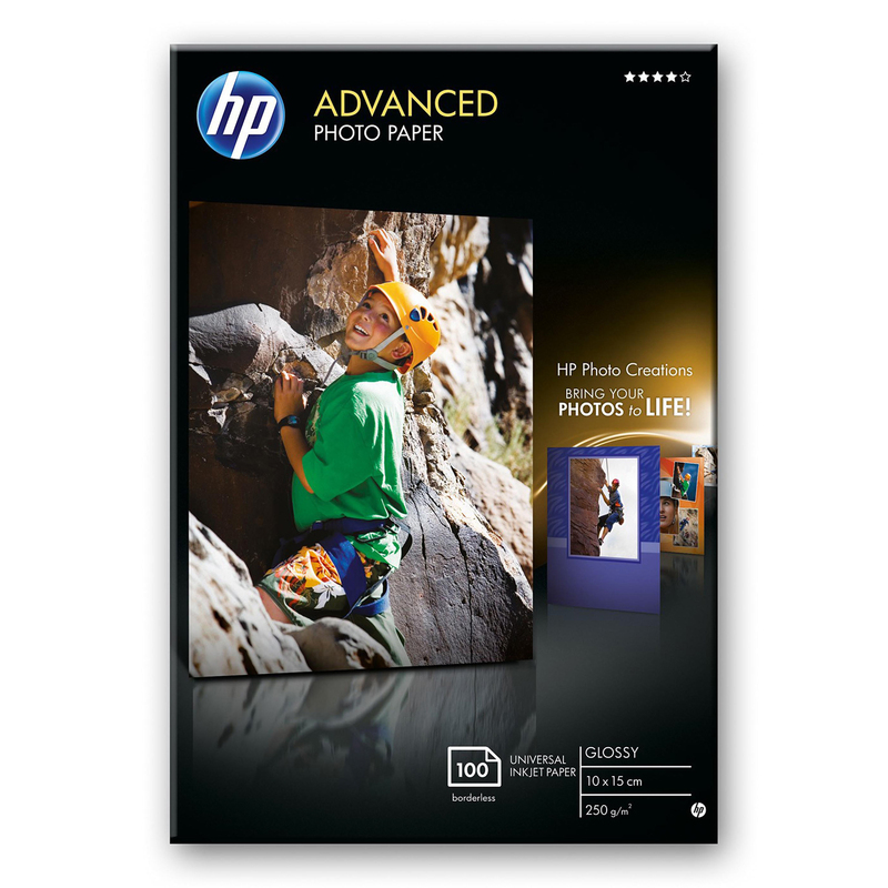 RISMA 100 FG CARTA HP ADVANCED GLOSSY PHOTO PAPER 250 G/MÂ²-10 X 15 CM BORDERLESS