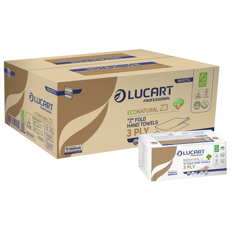 Pacco da 198 asciugamani piegati a Z EcoNatural Lucart Plastic Free