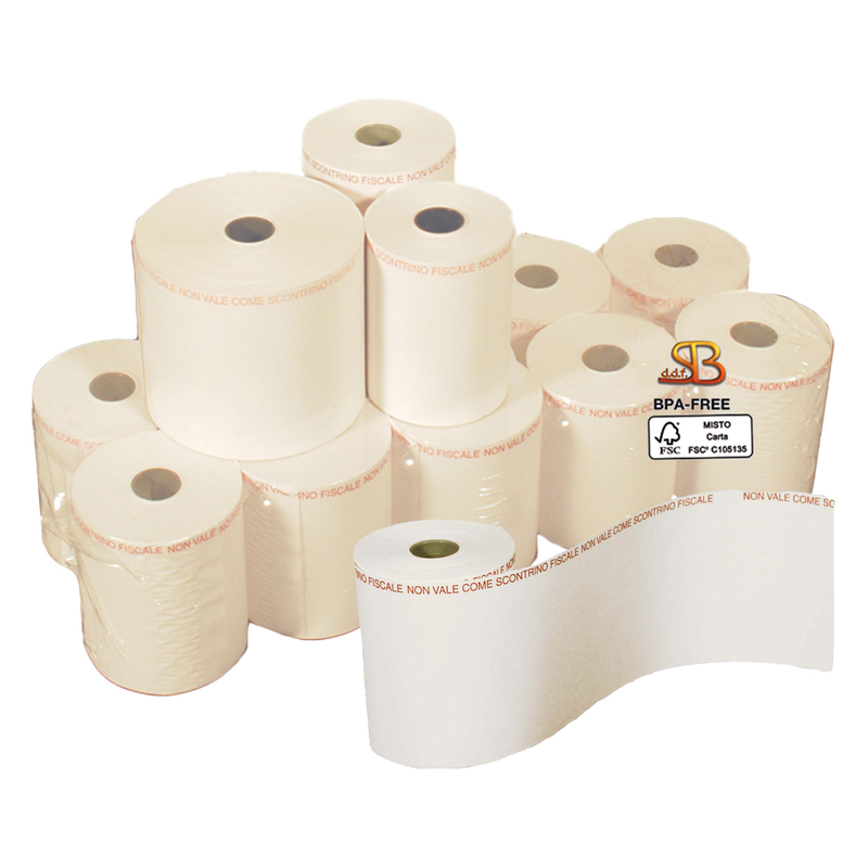 Blister 4 rotoli carta termica 55gr BPA free 60mm x 90mt D 88mm per Bilance