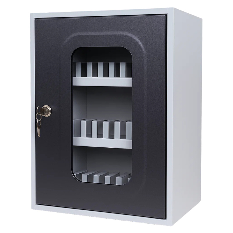 Casetta portacellulari 30 posti c/anta trasparente e doppia chiave Metalplus