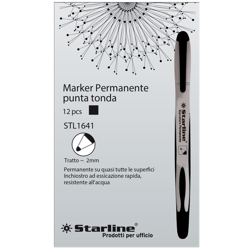 Marcatore permanente punta tonda 2mm nero Starline