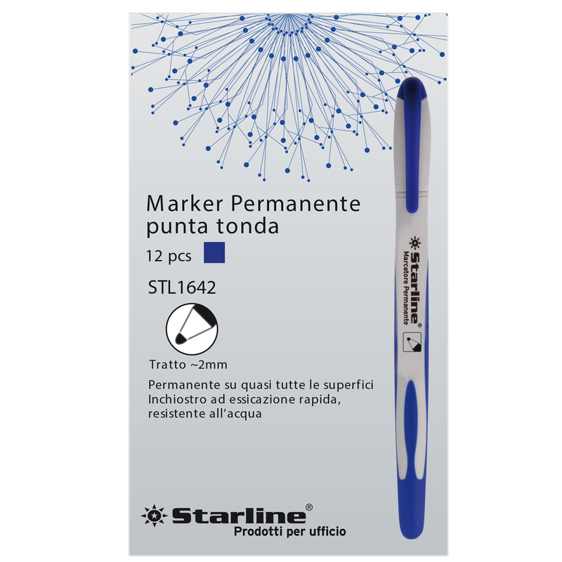 Marcatore permanente punta tonda 2mm blu Starline