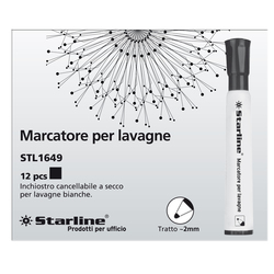 Marcatore per lavagne punta tonda 2mm nero Starline