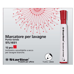 Marcatore per lavagne punta tonda 2mm rosso Starline
