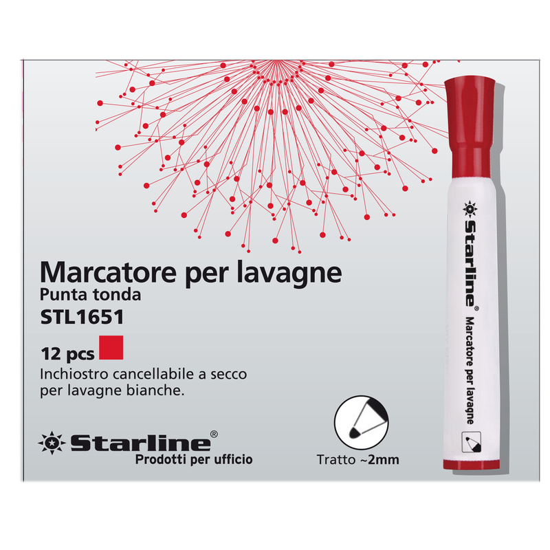 Marcatore per lavagne punta tonda 2mm rosso Starline