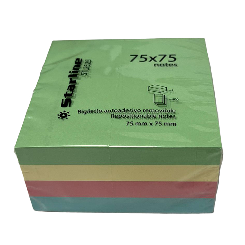 CUBO BIGLIETTI ADESIVI ASSORT.TENUE 75X75mm 400fg 70gr Starline