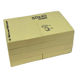 BLOCCHETTO BIGLIETTI ADESIVI GIALLO 50X40mm 100fg 70gr Starline