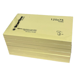 BLOCCHETTO BIGLIETTI ADESIVI GIALLO 75X125mm 100fg 70gr Starline