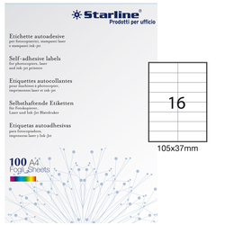 Etichetta adesiva bianca 100fg A4 105x37mm (16et/fg) STARLINE