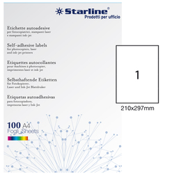 Etichetta adesiva bianca 100fg A4 210x297mm (1et/fg) STARLINE