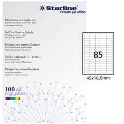 Etichetta adesiva bianca 100fg A4 42x16,9mm (85et/fg) STARLINE