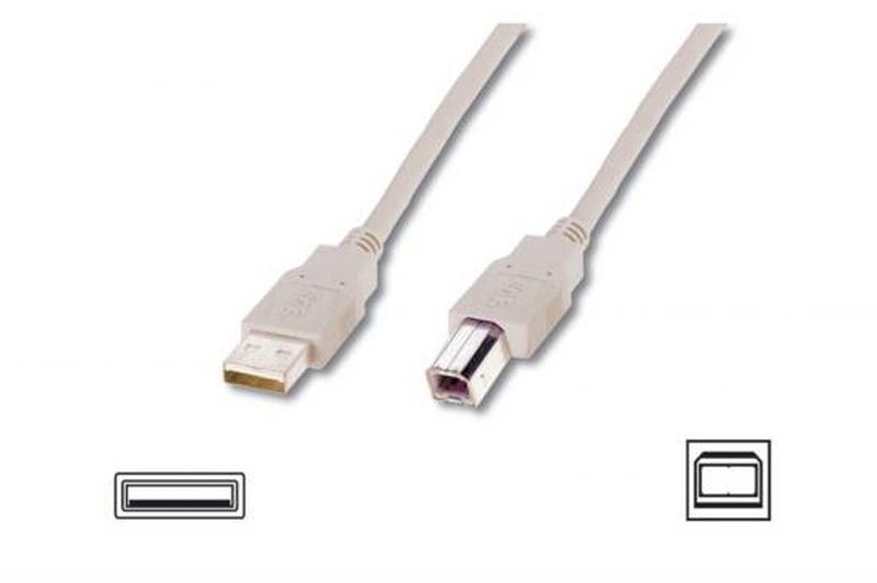CAVO USB 2.0 CONNETTORI A-B, LUNGHEZZA MT. 3 COLORE  GRIGIO CHIARO