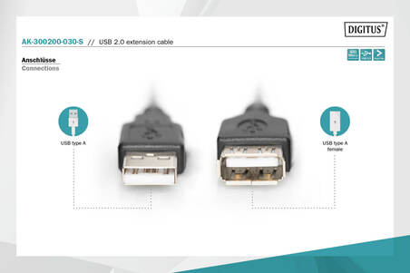 CAVO PROLUNGA USB 2.0 MASCHIO-FEMMINA MT 3  NERO DIGITUS