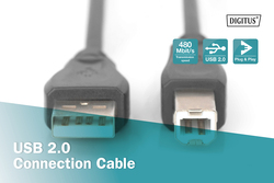 DIGITUS Cavo di collegamento USB 2.0 mt 3 colore nero
