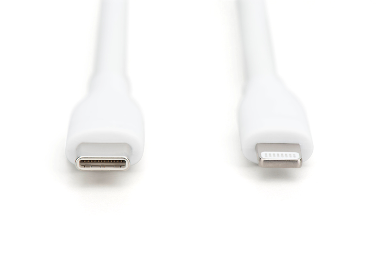 DIGITUS Cavo di collegamento in silicone Lightning USB-C-Lightning,1 mt,bianco