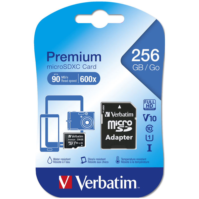 Micro SDXC 256GB C10/U1 con adattatore alle micro SD