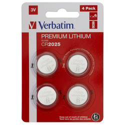 BLISTER 4 MICROPILE A PASTIGLIA CR2025 LITIO 3V VERBATIM