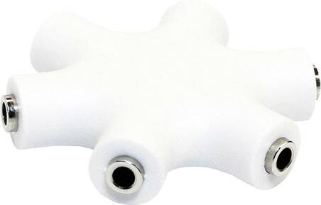ADATTATORE SPLITTER AUDIO A 6 VIE 3,5MM.