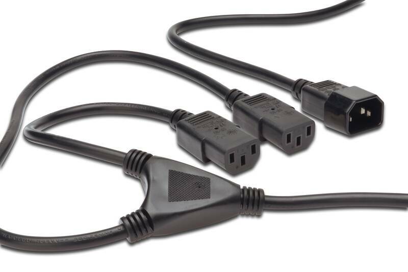 CAVO SDOPPIATORE PER ALIMENTAZIONE CON 1 CONNETTORE MASCHIIO C14 E 3 CONNETTORI FEMMINA C13 MT 1,7 DIGITUS