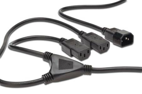 CAVO SDOPPIATORE PER ALIMENTAZIONE CON 1 CONNETTORE MASCHIIO C14 E 3 CONNETTORI FEMMINA C13 MT 1,7 DIGITUS