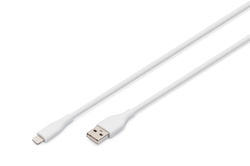 DIGITUS Cavo di collegamento in silicone Lightning,USB-A -Lightning 2 mt,bianco