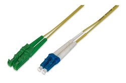 Cavo patch LWL, E2000 (8° APC) su LC (UPC), modalità singola 2 mt. colore giallo