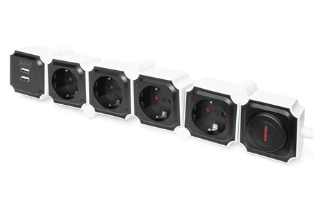 DIGITUS PRESA MULTIPLA FLESSIBILE DA 4 CON 2 ATTACCHI USB E INTERRUTTORE