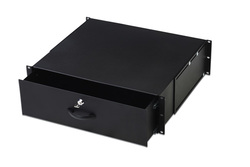 CASSETTO PER ARMADI RACK 19" CON SERRATURA, 3 UNITA' COLORE NERO RAL9005 (L/P/A) MM 485X480X134