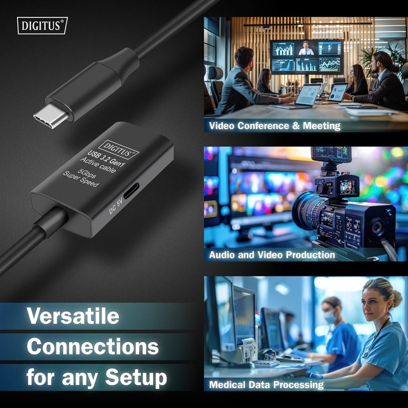Active USB 3.2 Gen1 5G extension cable, USB-C - USB-C, 5m
