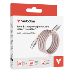 Verbatim Cavo Magnetico Sync  Charge USB-C to USB-C 100W  120 cm_Rosa
