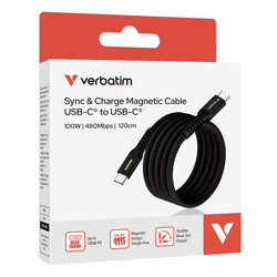 Verbatim Cavo Magnetico Sync Charge USB-C to USB-C 100W  120 cm_Nero